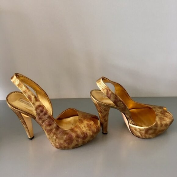 Report Signature Gold Gala platform cheetah print leather size 7.5 shoes - Picture 3 of 15